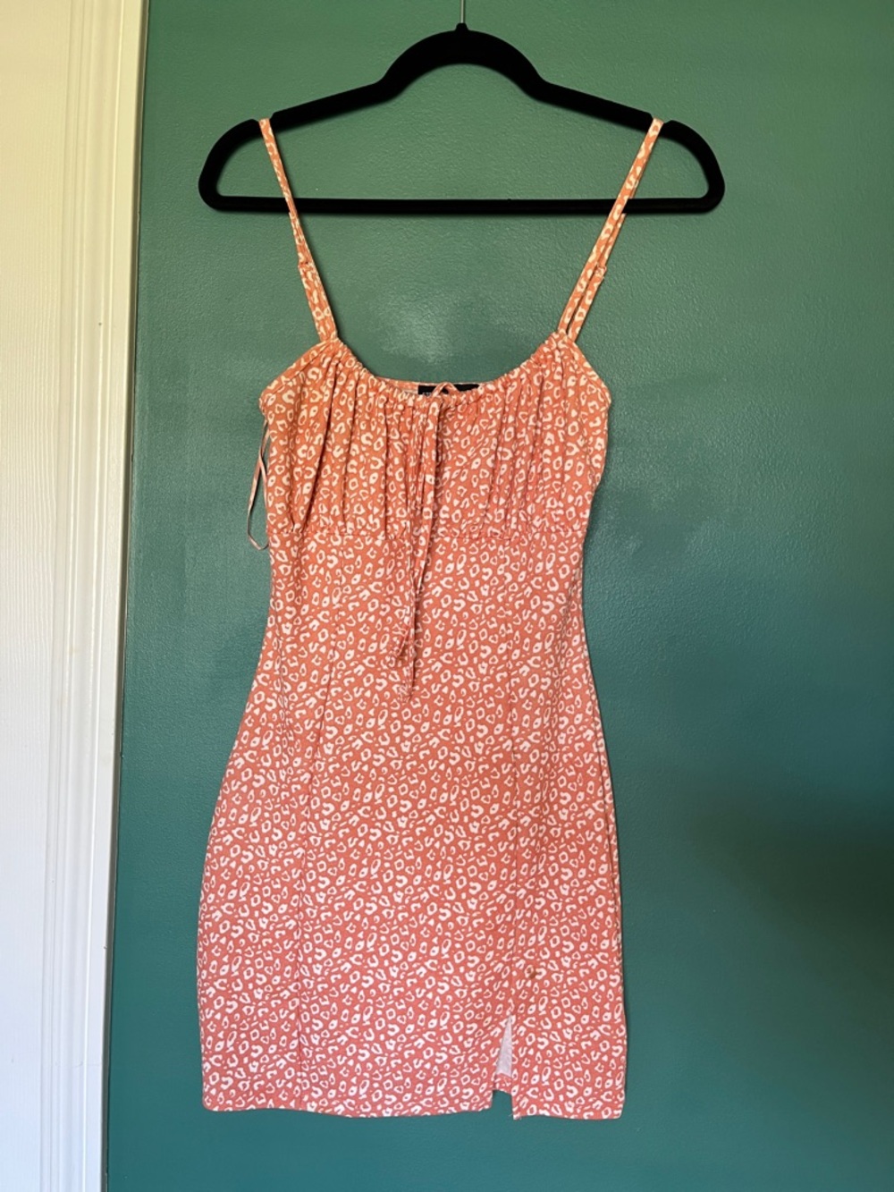 Streetwear Society Coral Print Mini Dress with Spaghetti Straps